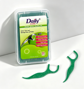 Fil dentaire Daily Care 50 pièces, <span class=keywords><strong>double</strong></span> fil, <span class=keywords><strong>double</strong></span> nettoyage, matériau PE haute résistance, poignée confortable, qualité alimentaire, certifié GMP - Product Image 1