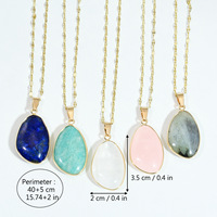 Collier Pendentif en Pierre Naturelle pour Femme, Collier en Cristal de Pierre Précieuse Colorée, Chaîne en Or avec Pierre Irrégulière, Bijoux en Gros