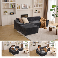 US-Lagerbestand: L-förmiges, knochenloses, modulares, grau schaumstoffgefülltes Sofa-Set im modernen Design für Apartments & Hotels – komprimiert geliefert