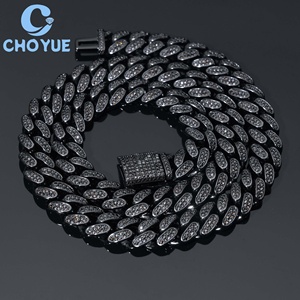 Cadena de Eslabones Cubanos de Plata de Ley 925 con Moissanita, Estilo Hip Hop, Totalmente Negra, de 12 mm, Joyería Iced Out para Hombre - Product Image 3