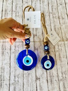 Amuleto de ojo malvado de cristal bohemio azul hecho a mano turco griego buena suerte adorno colgante para decoración de hogar, oficina o coche - Product Image 6