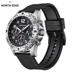 NORTH EDGE 2024 MACH 2 Men's <b>Watches</b> Solar Power 316 Stainless Steel Case Quartz <b>Watch</b> for Men Pilot Waterproof 50M Stopwatch - Product Image 2
