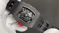 Montre mécanique automatique de luxe squelettée en fibre de carbone noire 3502, style designer haut de gamme, avec logo OEM, pour homme