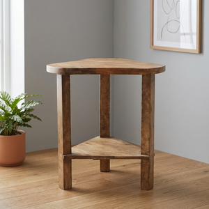 Handcrafted Wooden Animal Pattern Mid Century Modern Design 3-Piece Decorative Stool in Natural Honey <b>Brown</b> Finish - Product Image 3