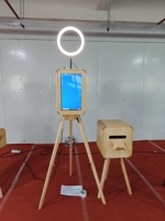 Cabina de Fotos de Estilo Madera, Cabina de Fotos Retro con Pantalla Táctil y Acabado de Madera