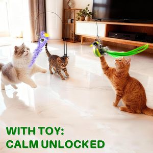 Baguette de jeu mains libres pour chat avec clochette, haute qualité, pour l'exercice et la chasse, idéale pour chatons et pour stimuler la curiosité des chats - Product Image 2