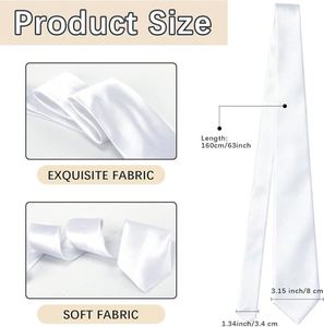 Corbata Sublimable Blanca para Hombre, de Poliéster Satinado, para Transferencia Térmica, Corbata Lisa para Teñir, para Bodas y Fiestas - Product Image 2