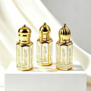 Botellas de Vidrio Vacías Transparentes para Aceites Esenciales, 3ml, 6ml, 12ml, con Recubrimiento Electrolítico Dorado, para Perfumes Árabes Attar, con Rodillo, Venta al Por Mayor - Product Image 1