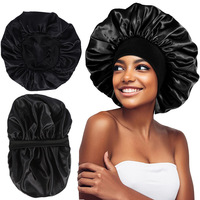 Bonnet de nuit en satin extra large avec large bande élastique, bonnet de nuit soyeux pour femmes aux cheveux bouclés, logo personnalisé, vente en gros