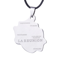 Populaire Tresse Corde Collier En Acier Inoxydable Pendentif Collier Guadeloupe Martinique Lareunion France Carte Collier Pour Les Femmes