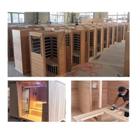 Sauna de Vapor Seco Interior para 2-3 Personas, Diseño Moderno, Calefacción Eléctrica, Panel de Control por Computadora, Infrarrojo Lejano, Madera de Hemlock