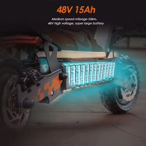 สกู๊ตเตอร์พับได้สำหรับผู้ใหญ่ แบตเตอรี่ลิเธียม 48V 15Ah มอเตอร์ไร้แปรงถ่าน 800W ระบบกันสะเทือนเต็มรูปแบบ ระยะทาง 55 กม. หน้าจอสัมผัส - Product Image 2