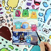 Autocollants de scène miniature 3D personnalisés, livre d'autocollants de monstres mignons de dessins animés pour enfants, éducation émotionnelle