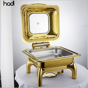 Restaurant Buffet Supplies High Quality Chafing Dish Round Electric <strong>Fuel</strong> 6 qt Hydraulic <strong>Chaffing</strong> Dish with Divider Pan - Product Image 6