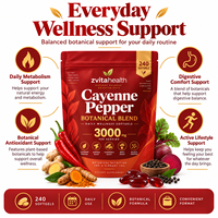 Gélules de piment de Cayenne haute puissance 3000mg à marque privée avec Oméga-3 CoQ10 D3 K2 - Complexe 20-en-1