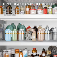 Flacon rond givré noir de 5 ml avec bouchon à vis, épaisseur 5 mm, pour médicaments et compléments vitaminiques (plastique PS)
