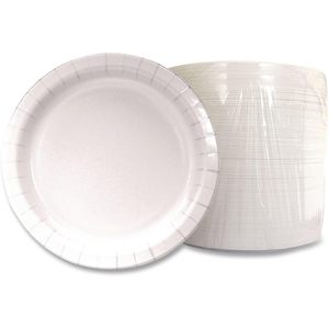 Platos de Papel Blancos para Comida de AJM Packaging, 9 Pulgadas de Diámetro, 1,000 Unidades por Caja, para Fiestas y Restaurantes - Product Image 1