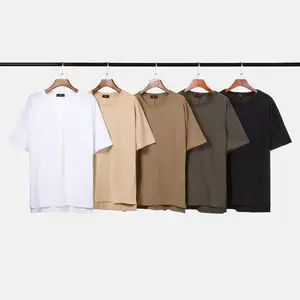 Streetwear Supplier Wholesale Men's T-shirt High Street Long Retro Washed Short Sleeve Slit Hem Tshirt