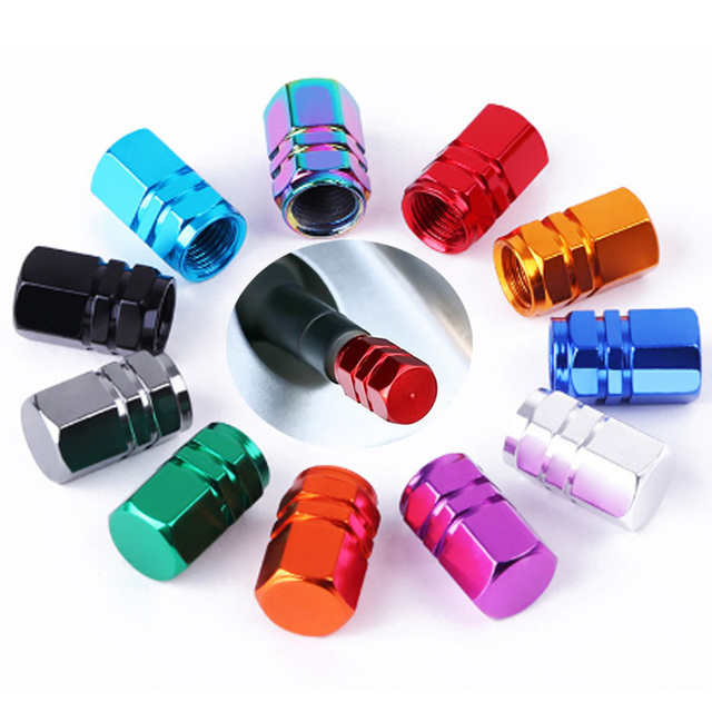 Custom Logo Hexagon Tire Valve Stem Caps Aluminum Car Tire Caps Air Dust Covers Universal for Car Motorcycle Bike