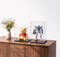 Vitrine en acrylique transparente anti-poussière avec base noire pour figurines, modèles réduits et jouets – Présentoir de table