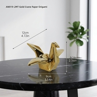 Décoration de meuble TV : Statues de grue en papier en porcelaine or et argent, miniatures, pour l'aménagement intérieur moderne