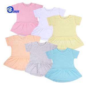 Kızlar yürüyor T-Shirt Peplum Hem uzun kollu sevimli çekme kollu fırfır tasarım örme kumaş popüler çocuk giyim abd boyutları - Product Image 2