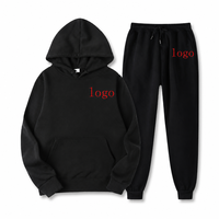 Ensemble de survêtement unisexe d'hiver personnalisé avec logo imprimé, 2 pièces, polyester/coton lourd, écologique, respirant, coupe-vent, décontracté