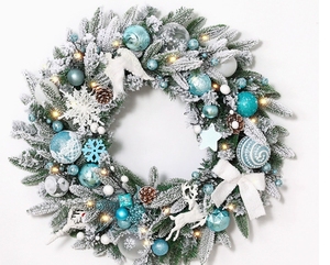 Couronne de Noël artificielle floquée en gros, grande, effet neige, en pin <span class=keywords><strong>et</strong></span> <span class=keywords><strong>sapin</strong></span>, pour la décoration des hôtels <span class=keywords><strong>et</strong></span> centres commerciaux - Product Image 6
