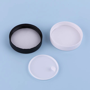 50g kosong putih/hitam + beku bulat berbentuk krim perawatan kulit guci krim wajah PET plastik jar cetak LOGO