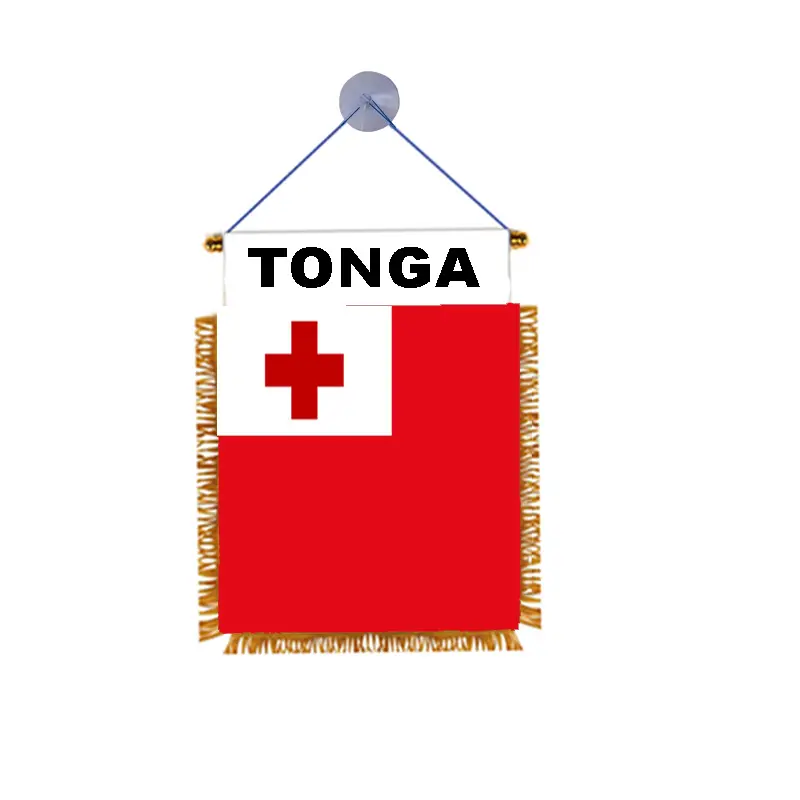Banderín de equipo de fútbol con logotipo personalizado, decoración del hogar, cartel de doble cara, impresión de tela satinada, Bandera Nacional de Tonga