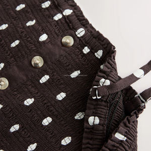 Combinaison en lin à pois personnalisée pour femmes, combinaison <span class=keywords><strong>pantalon</strong></span> à corsage plissé pour femmes - Product Image 5