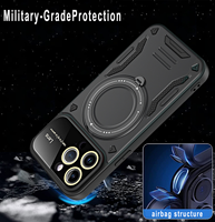 Étui multifonctionnel pour téléphone portable à grande fenêtre pour iPhone 15 Pro max avec étui de protection antichoc pour béquille