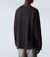 Vente en gros usine T-shirt homme 100% coton à manches longues, coupe oversize, col rond, avec broderie de poche, style streetwear