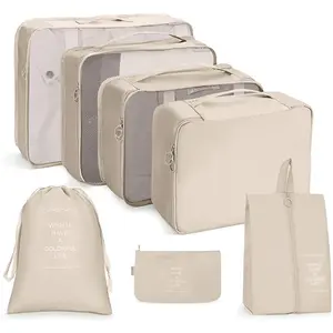 Portátil 7 Set Packing Cubes Bagagem Organizador De Viagem Cubos De Embalagem De Armazenamento para Viagem com Shoe Bag e Toiletry Bag