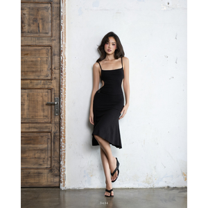 Robe Midi Femme en Gros à Bretelles Fines, Taille Découpée, Coupe Moulante Sirène ET3434 - Product Image 6