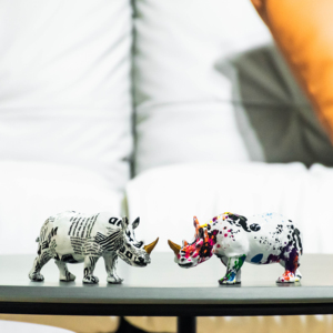 Modern Creative Small Animal Ornament Colorful Resin <strong>Rhino</strong> <strong>Statue</strong> for Home Decor Water Transfer Printing <strong>Statue</strong> - Product Image 6