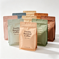 Vente en gros de sachets de café biodégradables de 250 g, 500 g, 1 kg, emballage de café à fond plat avec fermeture éclair