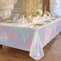 Nappe en PEVA blanche irisée, imperméable, jetable, rectangulaire, en plastique, pour événements et banquets en gros