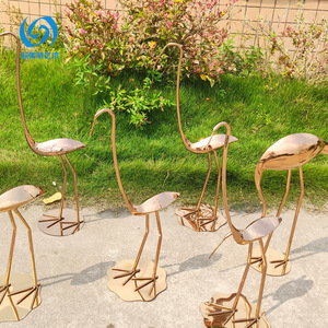 Stainless Steel Crane Sculpture Outdoor Garden Ornament Mirror Finish Freestanding Bird Shape - Product Image 3