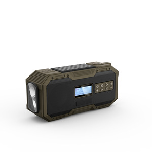 Radio portable avec haut-parleur, radio météo d'urgence à manivelle solaire avec écran LED, batterie 5000 mAh, étanche IP5 - Product Image 1