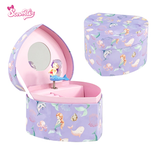 <span class=keywords><strong>Boîte</strong></span> <span class=keywords><strong>à</strong></span> musique sirène en forme de cœur avec miroir et figurine rotative, thème océan pour enfants, pour filles, vente en gros d'usine - Product Image 1
