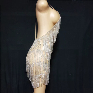 <span class=keywords><strong>Mini</strong></span> Abito Sexy <span class=keywords><strong>in</strong></span> Rete con Strass Scintillanti, Vestito da Sera per <span class=keywords><strong>Donne</strong></span>, Abito per Feste di Compleanno, <span class=keywords><strong>Costume</strong></span> da Palcoscenico per Nightclub - Product Image 4