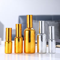 Flacons compte-gouttes en verre électroplaqué argent et or personnalisés, avec pipette à bulbe en caoutchouc, pour emballage cosmétique d'huiles essentielles et sérums