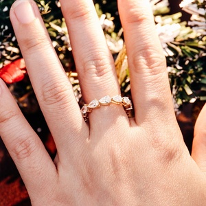 Bague <span class=keywords><strong>Provence</strong></span> en Moissanite Pavé<span class=keywords><strong>e</strong></span> Goutte d'Eau 3*5mm, Or 14K Personnalisé<span class=keywords><strong>e</strong></span> pour Femme, Anniversaire, Style Européen/Américain Transfrontalier - Product Image 5