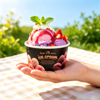 Gobelets et bols en papier kraft jetables de 8 oz pour la crème glacée, le yogourt glacé et les desserts - Écologiques, couleur et logo personnalisés
