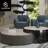 Dernier modèle Ensemble table basse de salon en acier inoxydable Table basse moderne en marbre Table basse ronde de luxe