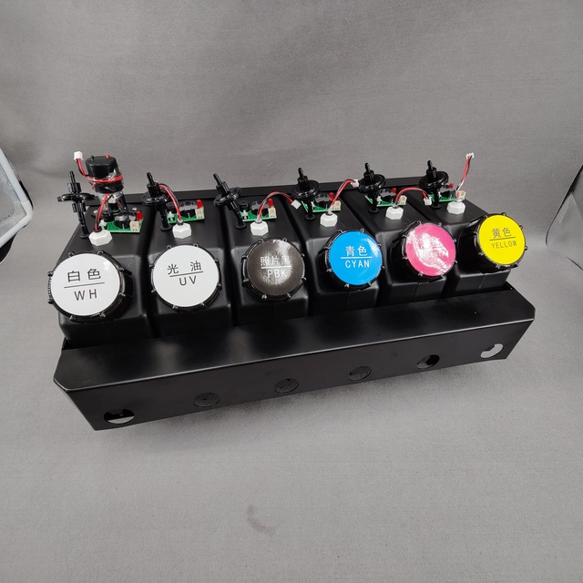 1.5L CISS 6 Ink Tank Cartridge Continuous Bulk Ink Supply System for UV DTF Tank White Ink With Stirring Motor for UV Printer