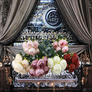 Bouquet de pivoines artificielles faites à la main, fleurs de pivoine artificielles en plastique, arrangement floral pour mariage, Saint-<span class=keywords><strong>Valentin</strong></span>, décoration de table à la maison - Product Image 2
