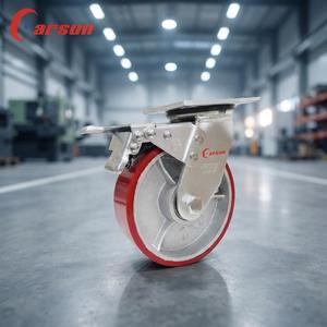 Ruedas giratorias de hierro fundido de 5 pulgadas con núcleo de PU, 125 mm, OEM personalizable, superficie galvanizada, ruedas de bola Carsun - Product Image 2