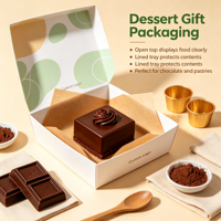Boîte cadeau en papier blanc personnalisée pour desserts, accepte les commandes d'échantillons, boîte recyclable pour l'emballage de gâteaux et de chocolats